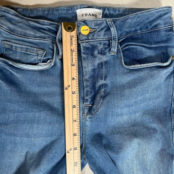 Frame Le One Flare Jeans Size 1 (25-29) Women's Blue Denim Classic Stretch - Picture 6 of 7